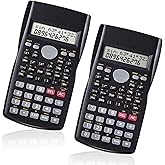 Scientific Calculator 2 Pack,2-Line Clear Display 240 Functions Basic Calculator AAA Battery Operated for Math Algebra Fraction Non Graphing Auto Shut-Off Calculator for Students&amp;Business,Black