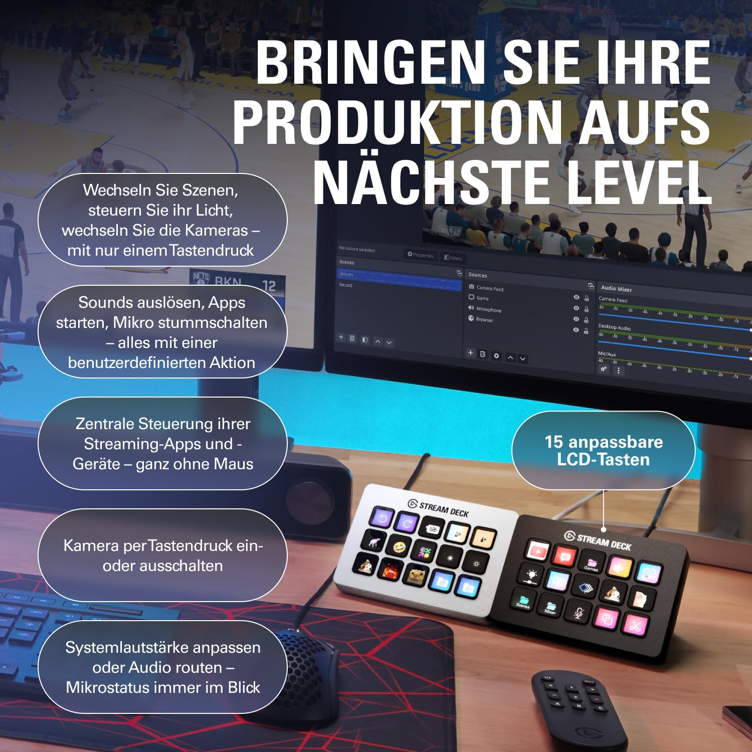 Elgato Stream Deck MK.2 White – Studio-Controller, 15 Makrotasten, auslösen von Aktion in Apps und Software wie OBS, Twitch, YouTube und anderen, für Mac und PC 3