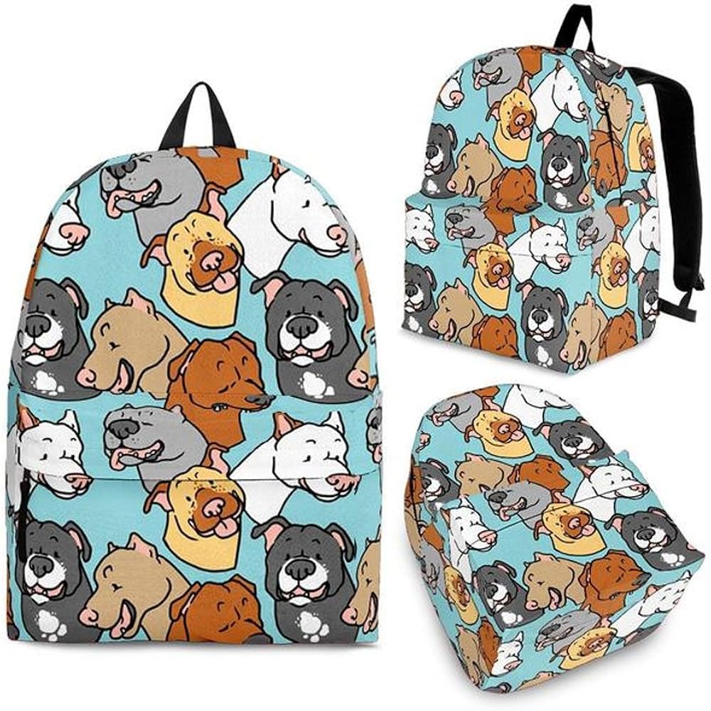 Pitbull Dog Print Backpack Set For Kids and Girls Kids
