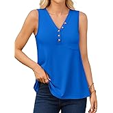 V FOR CITY Tank Top with Built-in Bra V Neck Loose Fit Camisole Tops for Women Casual Buttoned Cami Shirts