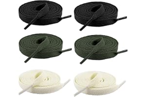 3 Pairs Flat Shoelaces, 120cm Trainer Laces White Black Green Laces Shoestrings Replacements For Sport Trainers Working Boot 