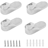 Kyuionty 4 Pack Oval Closet Rod End Supports, 15x30mm, Chrome | U-Groove Locks Rod Steady, Screws and Anchors Included Quick Install, Holds Clothes Towels Curtains Shower Rods