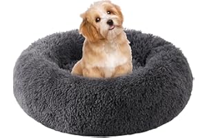 WGOOGW Small Round Dog Bed, Cat Beds for Indoor Cats, Calming Anti-Anxiety Donut Bed for Puppy and Kitten, Washable Round Fluffy Pet Bed for Small Dogs and Cats(Fits up to 15 lbs Pets)
