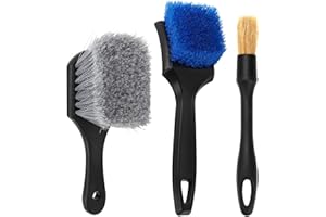 VIDSPL Wheel Rim Tire & Carpet Cleaning Brush Set, Soft & Stiff Bristle Wash Cleaning Supplies Kit for Car All Exterior Surface and Car Interior Cleaning Brush for Car Truck SUV RV Motorcycle