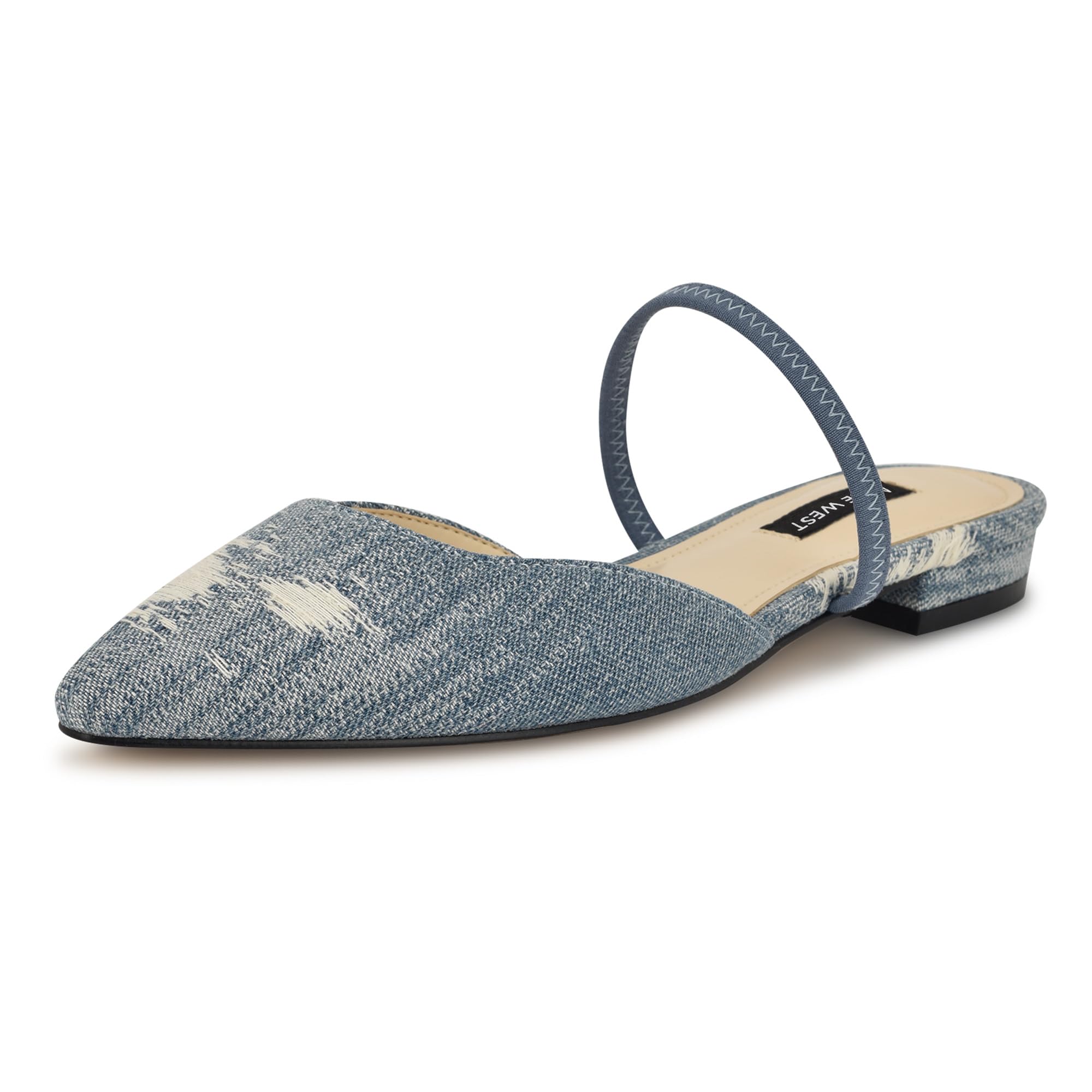 Nine West Women’s Gorga Flat, Light Blue Denim 450, 7.5