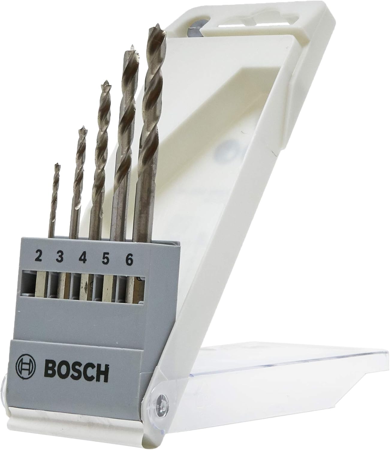 Bosch 5x PRO Wood HSS Hex Brad Point Drill Bit Set (for Softwood Hardwood, diameter 2,0, 3,0, 4,0, 5,0, 6,0 mm