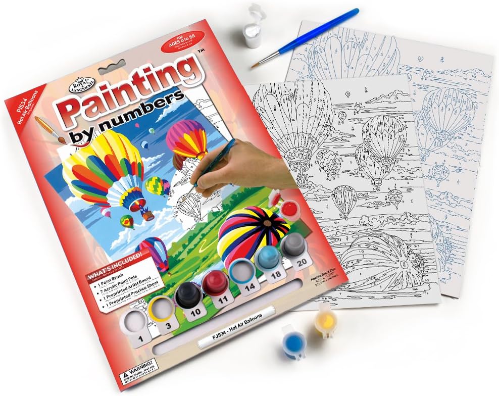 Royal & Langnickel Painting by Numbers A4 Size Hot Air Balloons Designed Painting Set, Blue