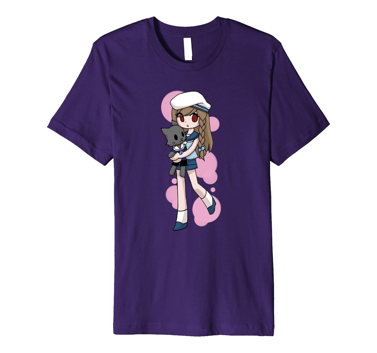 Premium Christmas T-shirt Best Anime-Sailor Girl&Cat, Dark-ANZ