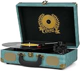 Vinyl Record Player 3-Speed Bluetooth Suitcase Portable Belt-Driven, Supports Bluetooth, RCA Output, 3.5mm aux-in and Headphone Jack and MP3, Mobile Phones Music Playback