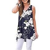 WNEEDU Women's Summer Sleeveless V Neck Tunic Casual T-Shirt Tank Tops Blouse