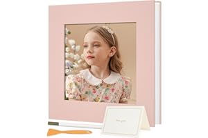 Vienrose Photo Album Self Adhesive for 4×6 & 8×10 Pictures, Pink, Fabric Cover Scrapbook Album, DIY 40 Blank Pages for Baby, Family, Travel, Gift