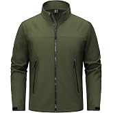 TACVASEN Men's Lightweight Softshell Jacket,Waterproof Windbreaker Coat | Breathable warm fleece|Multiple pockets|For tactical travel hiking skiing camping