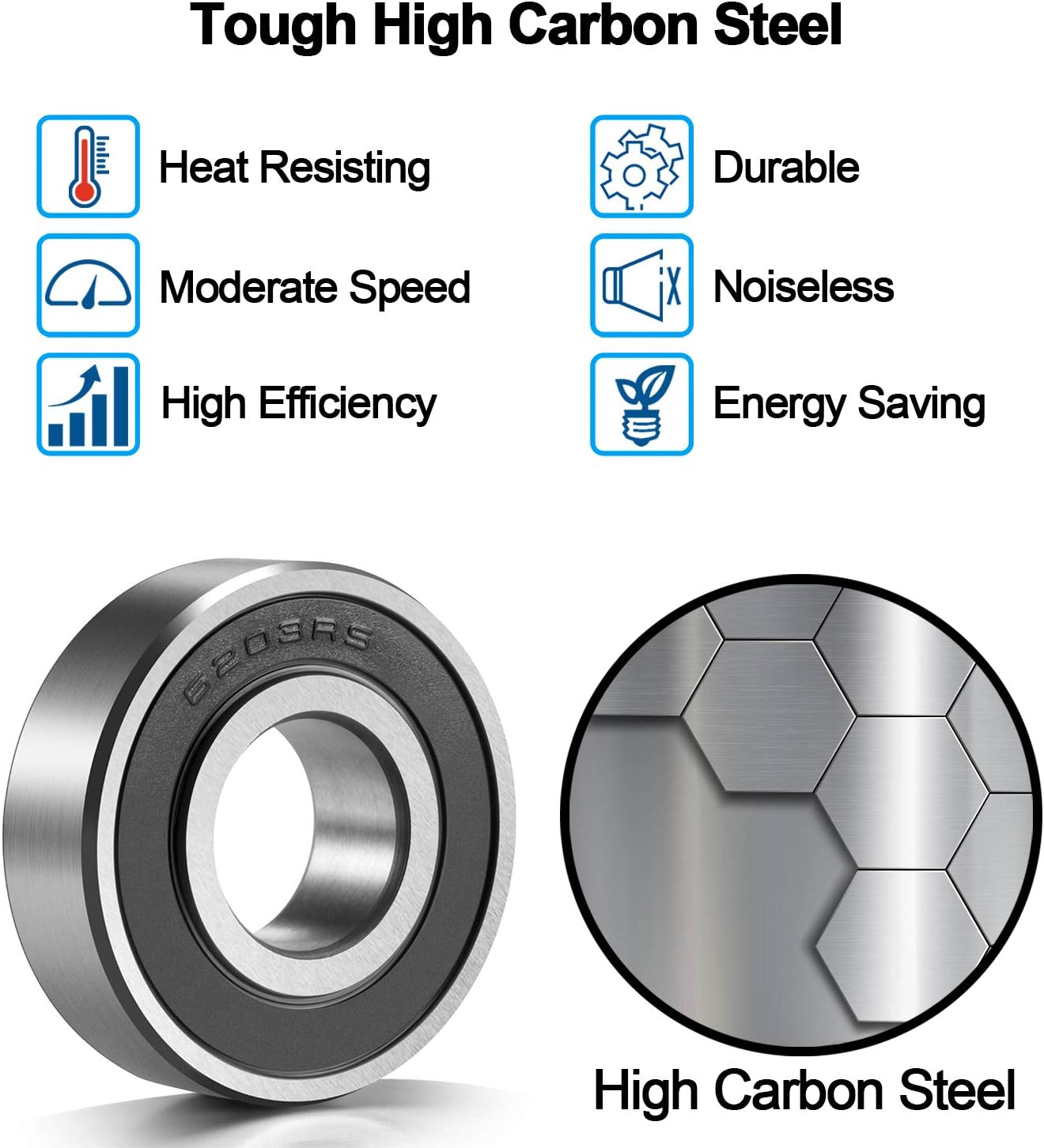 4 Pack 6203-2RS Bearings, Deep Groove Ball Bearings, Double Seal and Pre-Lubricated, 17x40x12mm (6203 2RS) - Image 4