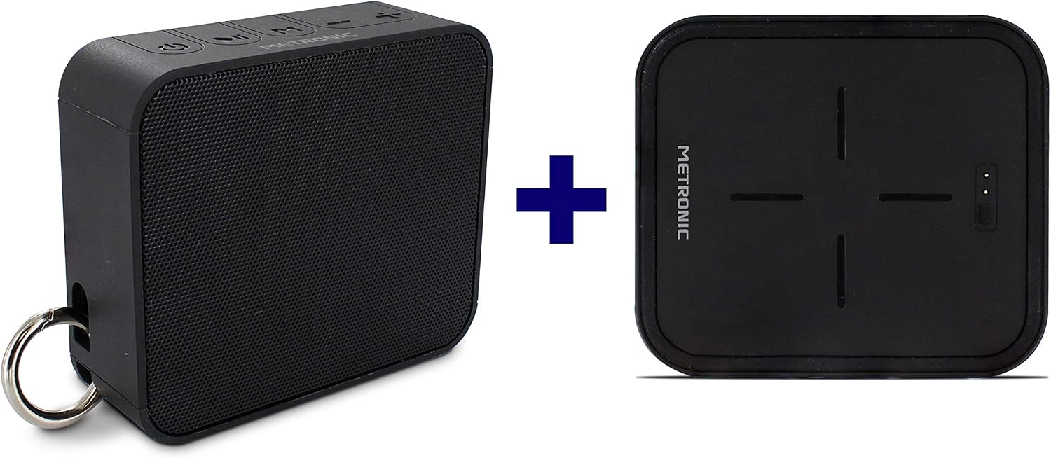 METRONIC 477079 6W Portable Bluetooth Speaker with Xtra Charge Wireless Charging Stand, black - Image 4