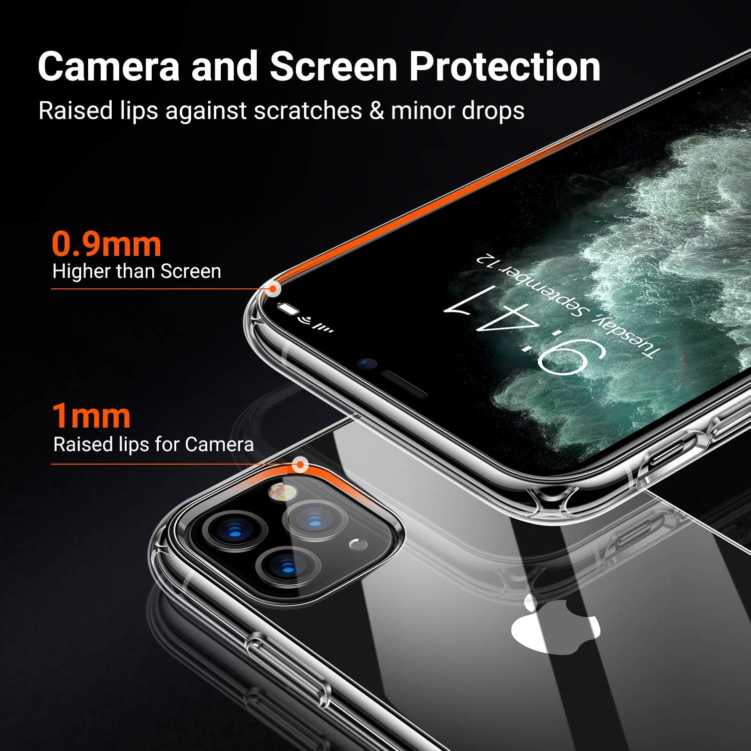 TORRAS Diamonds Clear iPhone 11 Pro Max Case, [Anti-Yellowing][Fully Protective] Slim Fit Shockproof Hard Plastic Back & Soft Silicone Bumper Phone Case Designed for iPhone 11 Pro Max, Transparent: Electronics