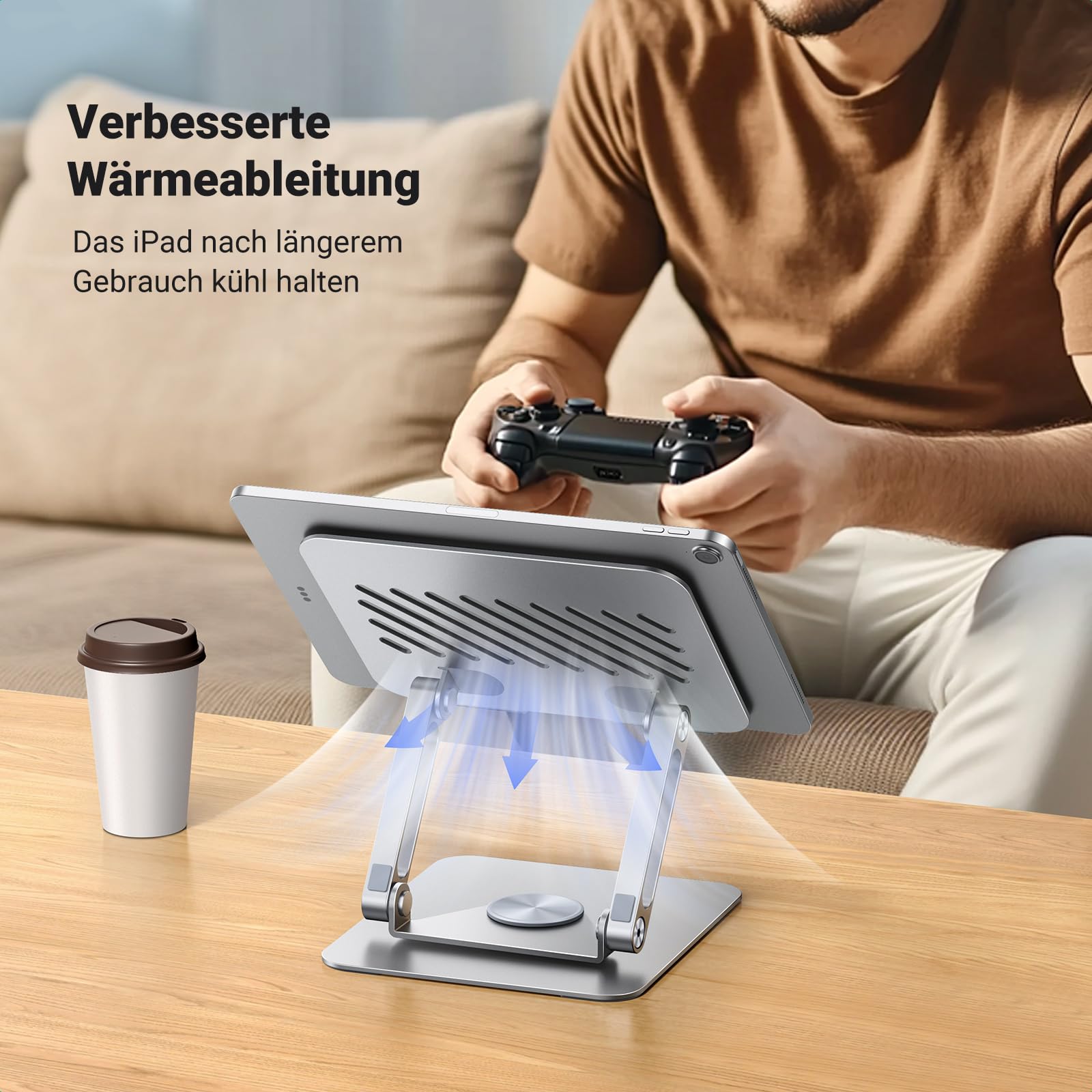 UGREEN Tablet Ständer 360° Drehbar Höhenverstellbar, Tablet Halterung Tisch, iPad Ständer Kompatibel mit iPad 10th 10.9 Pro/Air 13 11 12.9 Mini 7 Galaxy iPhone 17 16 Alle Geräte von 4-13 Zoll 6