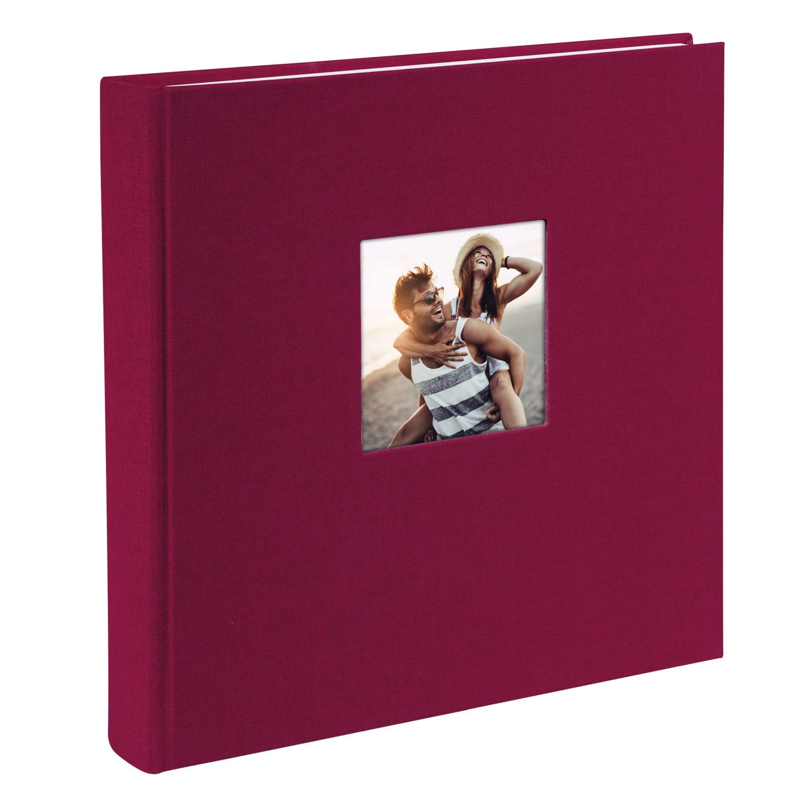 Goldbuch photo album with cut-out, Bella Vista, 25 x 25 cm, 60 white pages with glassine dividers, linen, Bordeaux, 24892