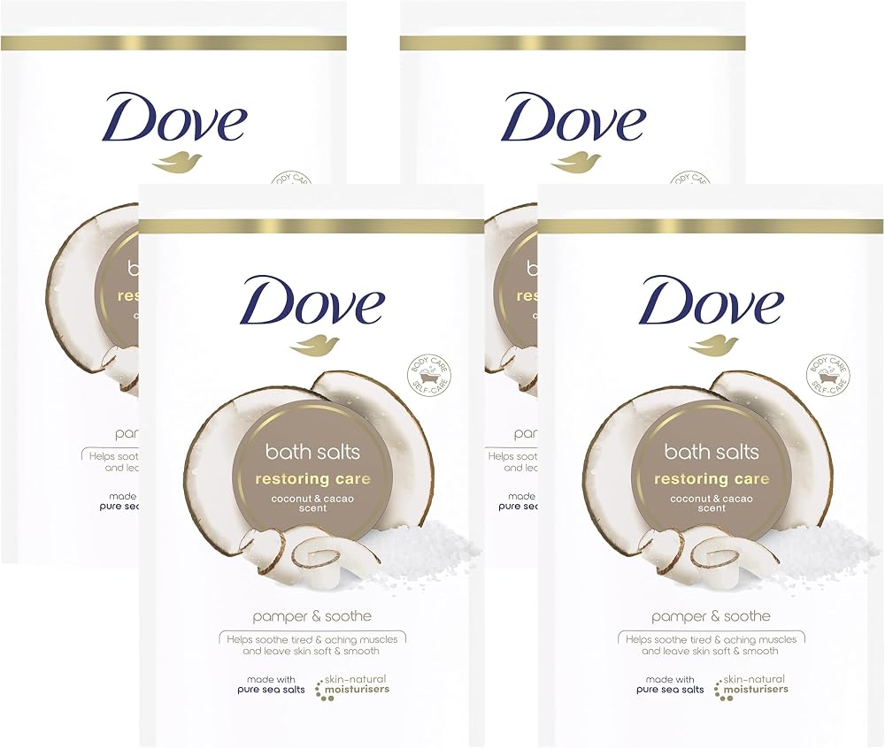 Dove Bath Salts 900 g Pack of 4 Coconut & Cacao Restoring Care