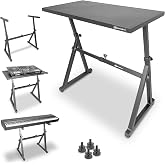 AxcessAbles Adjustable Piano Keyboard Stand and DJ Controller Desk &ndash; Removable 36"x19.4" Steel Tabletop, Height Adjustable Music Workstation for Mixers, Synths, Recording, and Live Performance