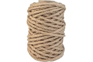 Topbuti 5mm Natural Jute Twine 100 Feet Braided Jute Rope, Crafting Twine String Thick Twine for DIY Artwork, Christmas Twine, Gift Wrapping, Gardening Applications
