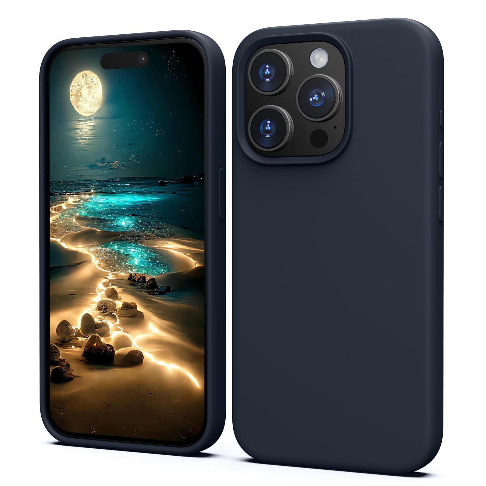 TIIXXA Silicone Case for iPhone 15 Pro Case, Soft Ultra Slim Protective Shockproof Liquid Silicone Phone Case, Anti-Scratch Microfiber Lining, 6.1" Darkblue