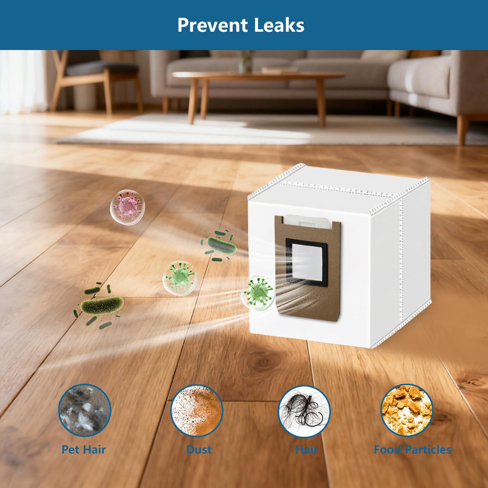 WAIKAS 6 Stück Staubbeutel für Eufy E28 Omni, E25 Omni und E20 Saugroboter, Großvolumige Ersatzteile - Allergenfilterbeutel 5