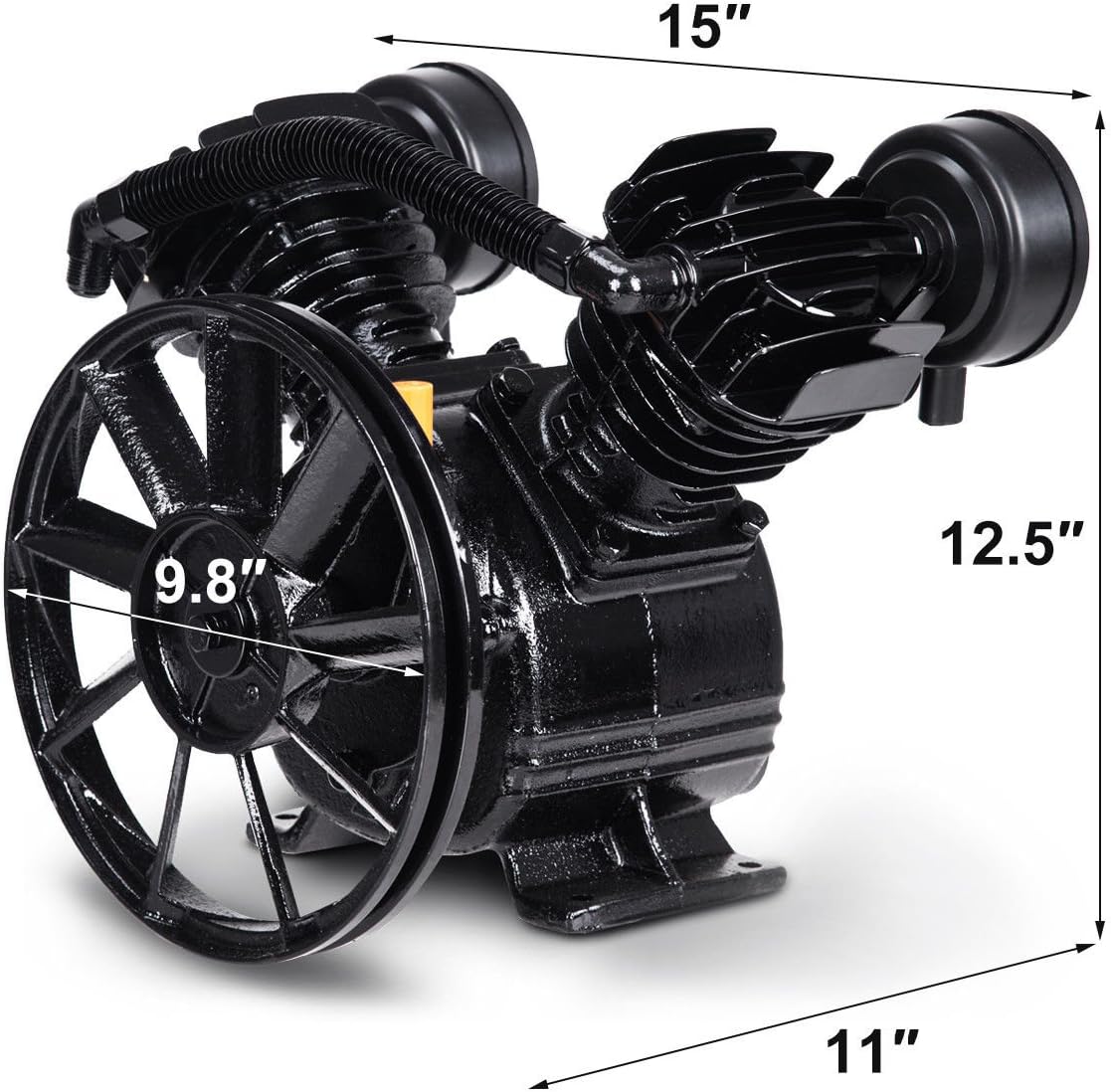 Goplus 3HP 2 Piston V Style Twin Cylinder Air Compressor Head Pump (Black): Home Improvement