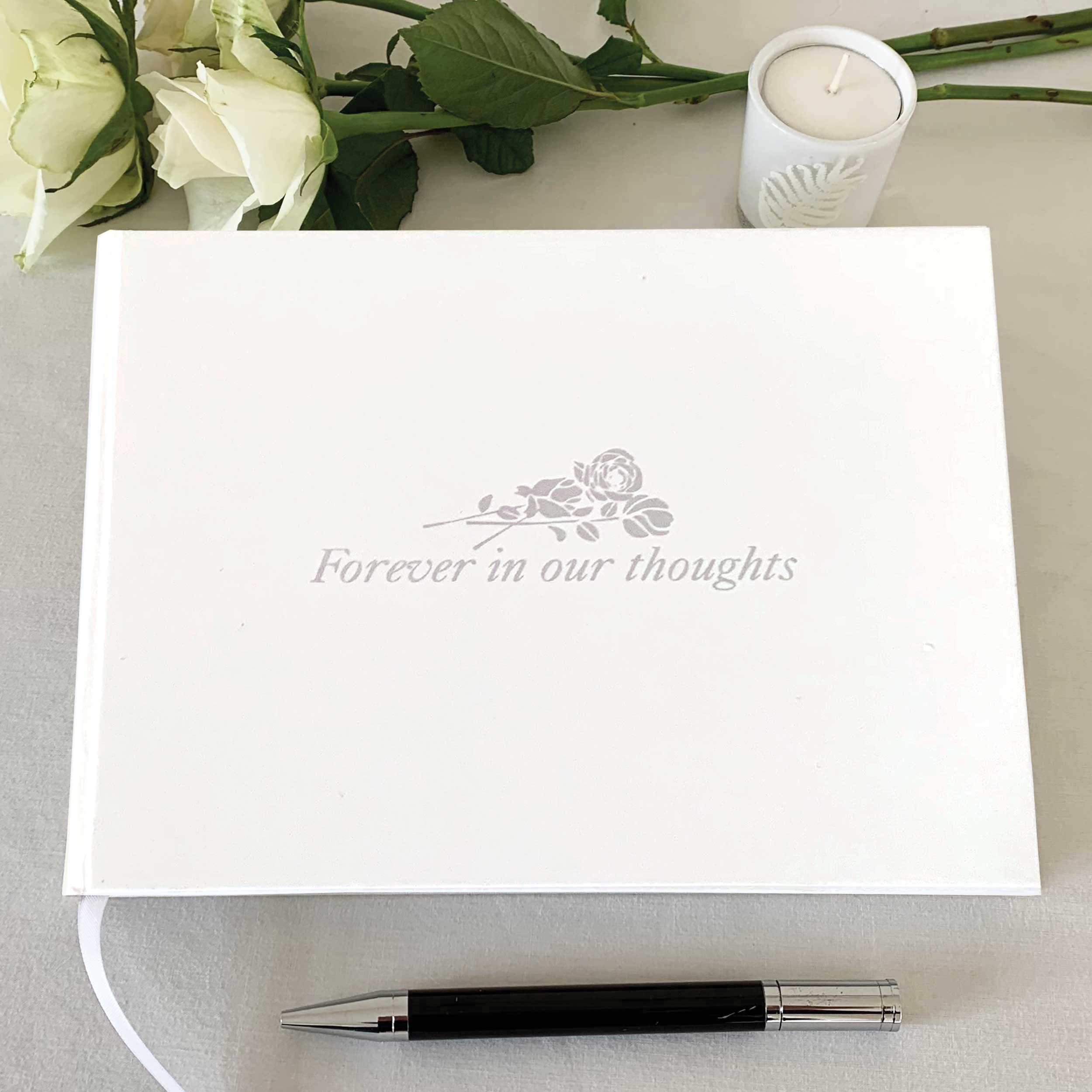 Esposti Forever in Our Thoughts Condolence Book with 96 Lined Pages - Storage Pocket for Condolences Cards & Letters, Guest Book for Funerals, Funeral memory book to Cherish Memories, Funeral Book