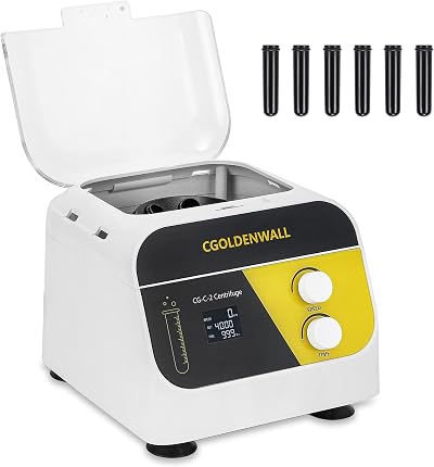 CGOLDENWALL Lab Centrifuge 1920xg 4000rpm 6-Hole 20ml Tubes LCD Timer Low Noise