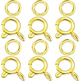 14K Gold Plated 925 Sterling Silver Spring Ring Clasp with Closed Jump Rings,Round Trigger Lobster Clasp for Bracelet Necklace Connectors DIY Jewelry Making Supplies Made in Italy