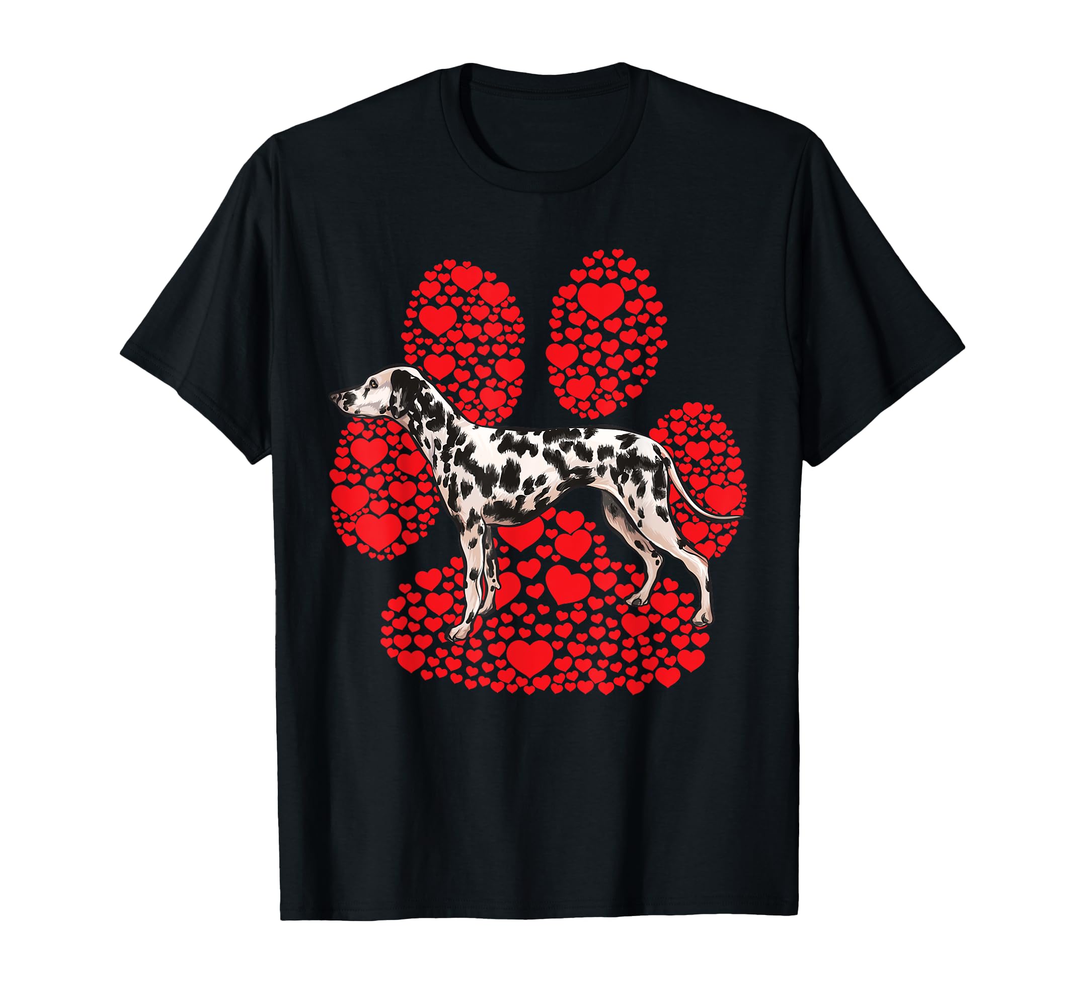 Dalmatian Valentines Day Dog Love Paw T-Shirt