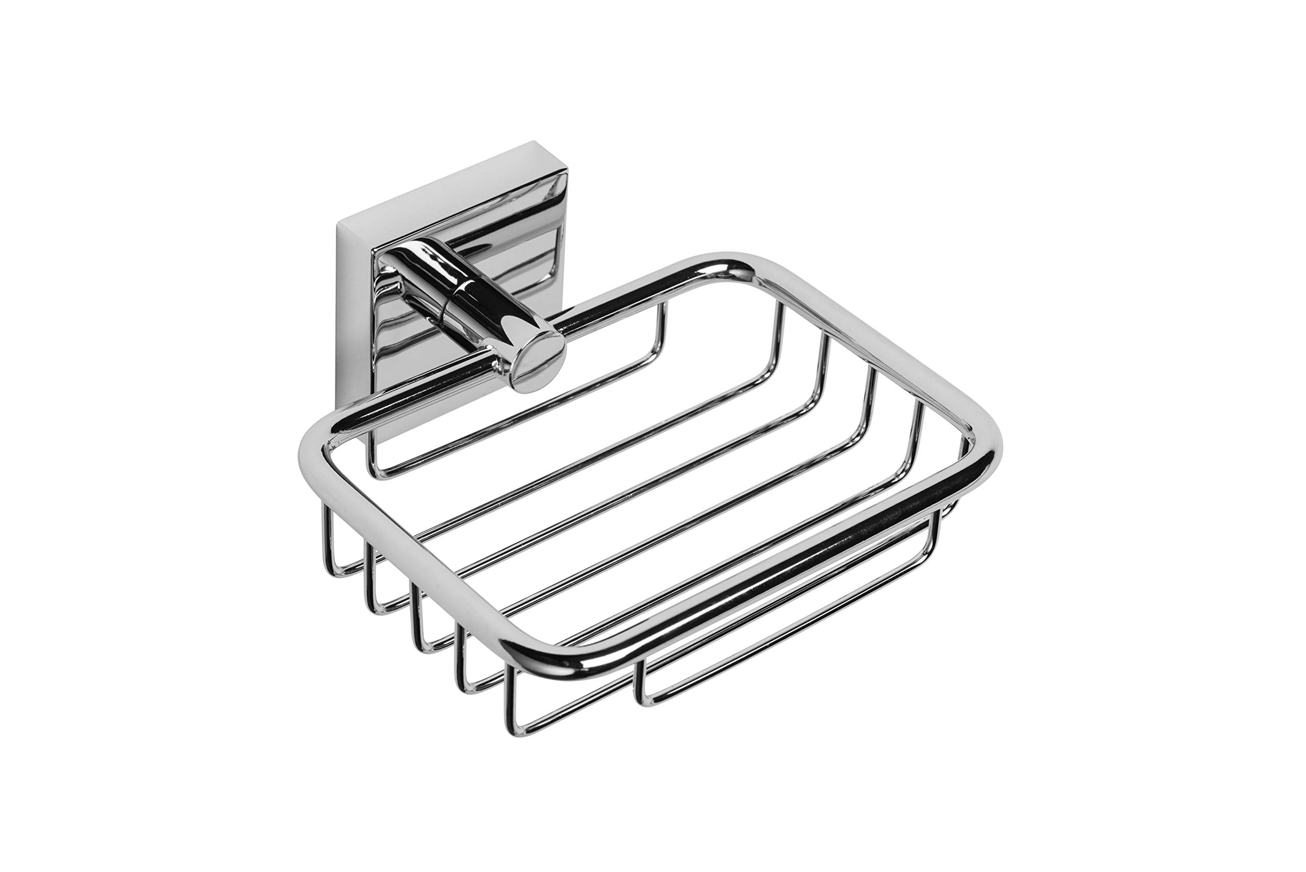 Croydex Flexi-Fix Chester Soap Basket, Zinc Alloy, Silver, 54 x 130 x 120mm, QM441641
