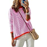 PRETTYGARDEN Womens Fall Striped Sweaters Long Sleeve Crewneck Color Block Lightweight Knit Pullover Tops 2025 Trendy Outfits