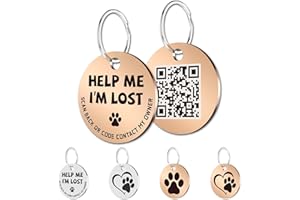 MYLUCKYTAG Stainless Steel QR Code Pet ID Tags Cat Tags - Pet Online Profile - Scan QR Receive Instant Pet Location Alert Email