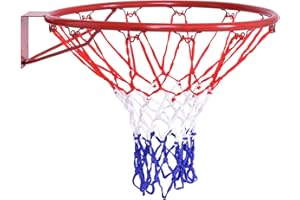 Goplus 18’’/15’’ Replacement Basketball Rim, Wall Door Mounted Basketball Hoop with All Weather Net, Indoor Outdoor Hanging B