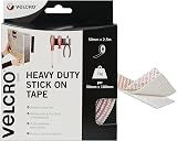 VELCRO Brand Heavy Duty Stick On Tape 50mm x 2.5m White Double Sided