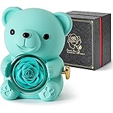 Cute Teddy Bear with Preserved Rose - A Real Rose Flower in Bear with Elegant Gift Box - Romantic Gift for Her in Mother's Day, Weddings, Anniversaries, and Bridal Showers (Blue)