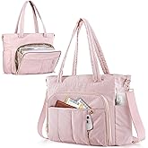 Marscamd Teacher Tote Bag for Work with Accordion Pockets & Crossbody Strap, Large Laptop Tote for School