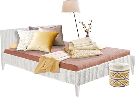 Julia Rattan Bett Doppelbett Geflecht Bett Holzbett Schlafzimmer 180 Weiss Amazon De Kuche Haushalt