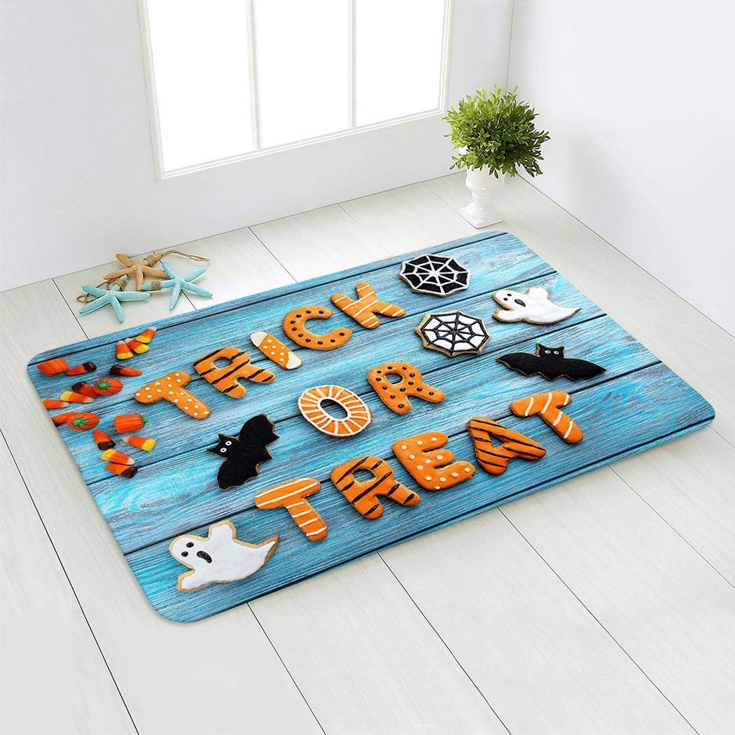 Weardear Halloween Theme Pumpkin Entry Carpet Bathroom Kitchen Anti-Slip Floor Mats Doormats