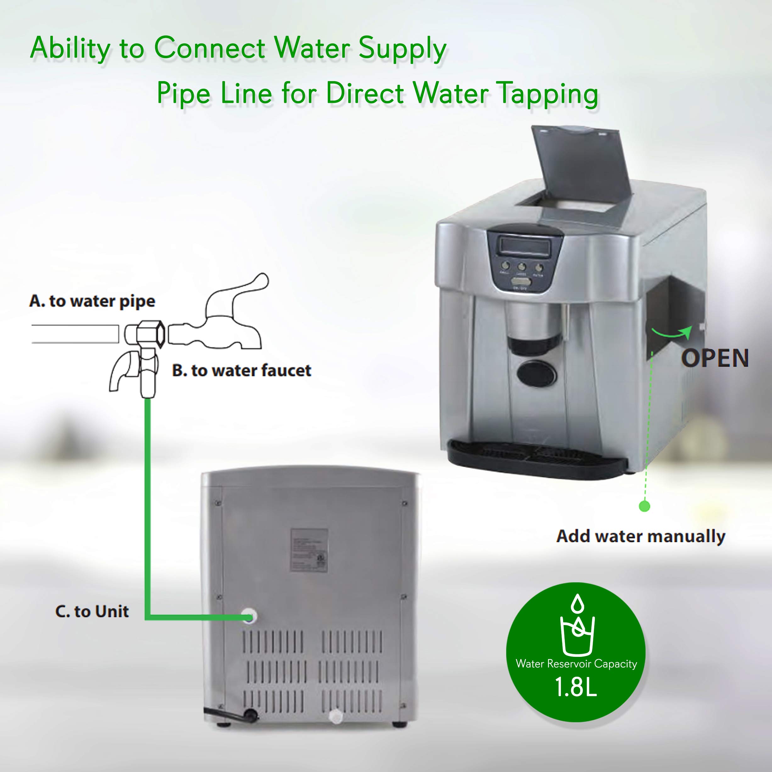 NutriChef Ice Maker And Dispenser Upgraded Machine Countertop Ice