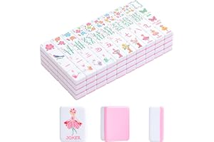 2026 American Mahjong Tile Set, 160 Pink Engraved Melamine Mahjong Tiles with Mahjong Tiles Bag and Mahjong Accessories