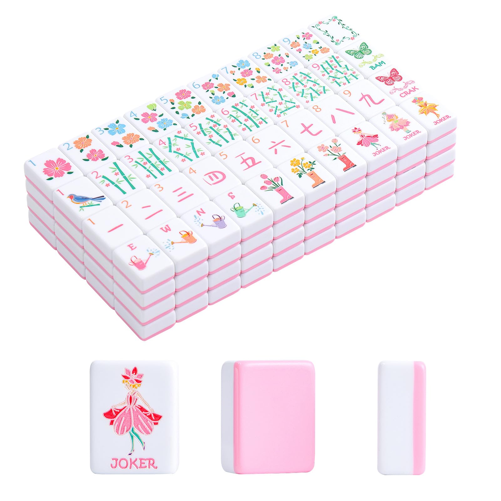Photo 1 of 2026 American Mahjong Tile Set, 160 Pink Engraved Melamine Mahjong Tiles with Mahjong Tiles Bag and Mahjong Accessories