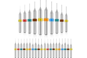 LOTHEE Shank Tungsten Carbide Micro Drill Bits Set, Tungsten Steel PCB Print Circuit Board Flute CNC Router Bits for Rough Stone Print Circuit Board Jewelry Engraving (30 Pcs, 0.3-1.2 mm)