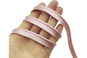 YOOGCORETT 16 Yards Dark Pink Polyester Satin Bias Piping Type, Maxi Piping Trim, Bias Type with Cord, Welting Cord, for Sewing Lip Cord Trim, Clothing,Upholstery Piping Trim12mm (1/2 Inch)