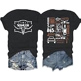 AMWIPE Retro Western Shirts for Women Cowgirl T-Shirt Country Concert Tees | Western Bleached Shirt Cow Skull Graphic Tees Rodeo Cowboy Tiedye Casual Tops