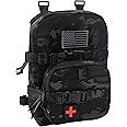 Tactical Mini Molle Hydration Pack,Molle Hydration Carrier with IFAK Pouch&US Flag&Med Patch,Hydropack for 2L Water Bladder