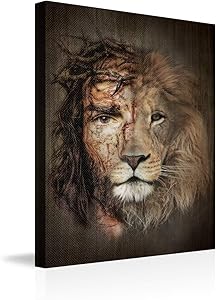 DesDirect Store Jesus and Lion The Perfect Combination Canvas Canvas Art Wall Decor Frame - Landscape Wall Art Home 12 x 8