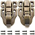 SDTC Tech 2-Pack Antique Duckbilled Toggle Latch Wooden Box Spring Loaded Hasp Latch Catch with Screws for Jewelry Box Cabinet Toolbox Trunks (Bronze)