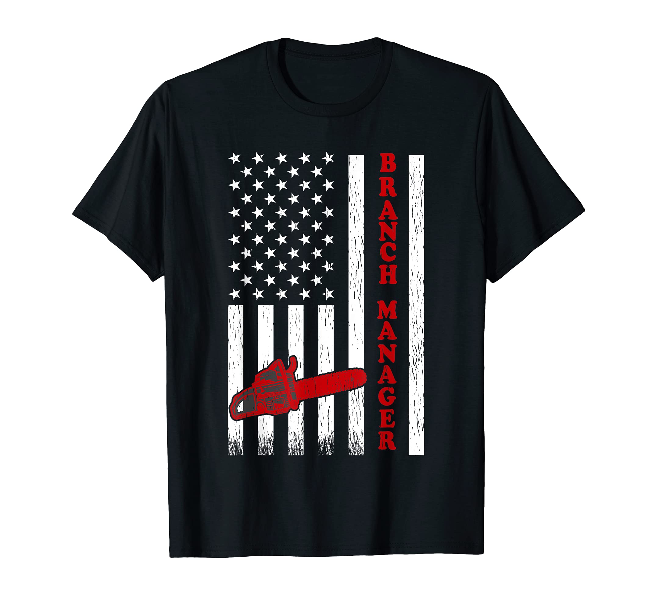 Vintage American Flag Chainsaw Branch Manager T-Shirt